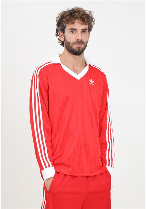 T-shirt a manica lunga Adicolor Piqué Football Long Sleeve rossa da uomo ADIDAS ORIGINALS | IX5226.